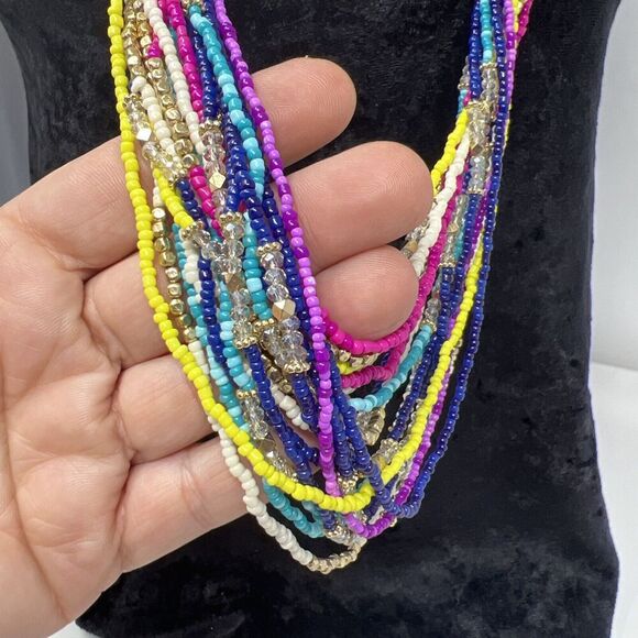 CHICO'S LONG BEADED MULTI-COLOR Multi-STRAND NECKLACE Seed Beads, mixed Media - Picture 4 of 8